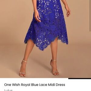 Lulus royal blue nude underlay midi dress (like new)
